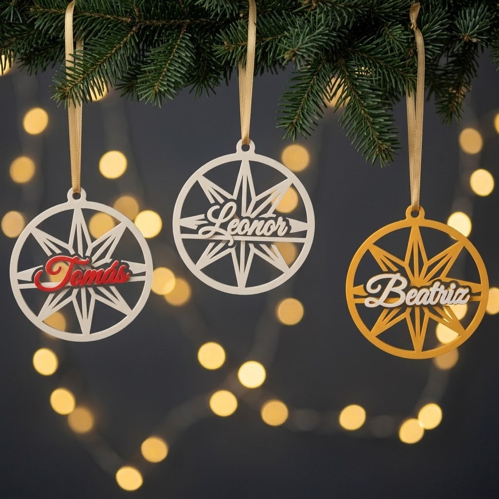 Bola de Natal com nome, modelo Estrela