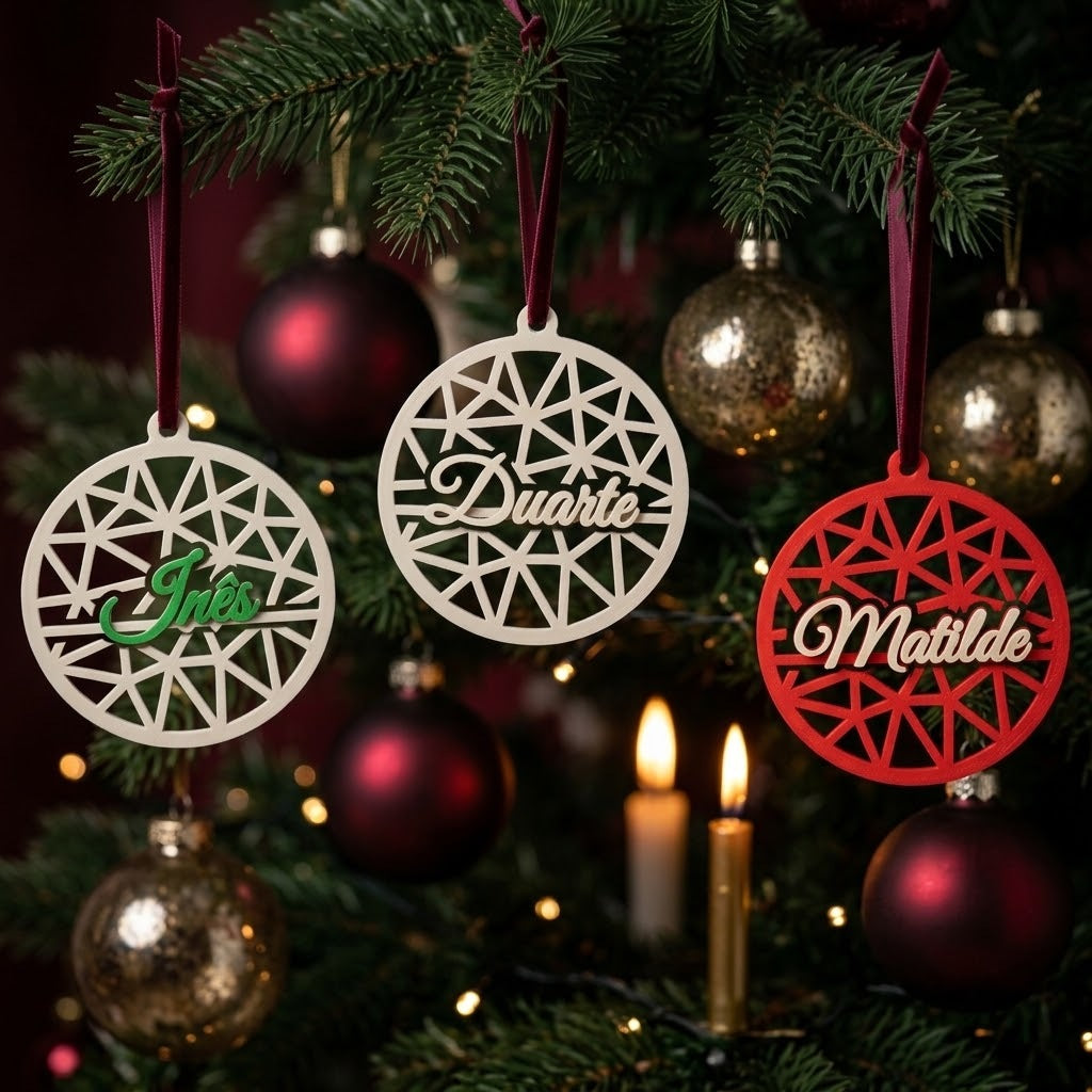 Bola de Natal com nome, modelo Low poly