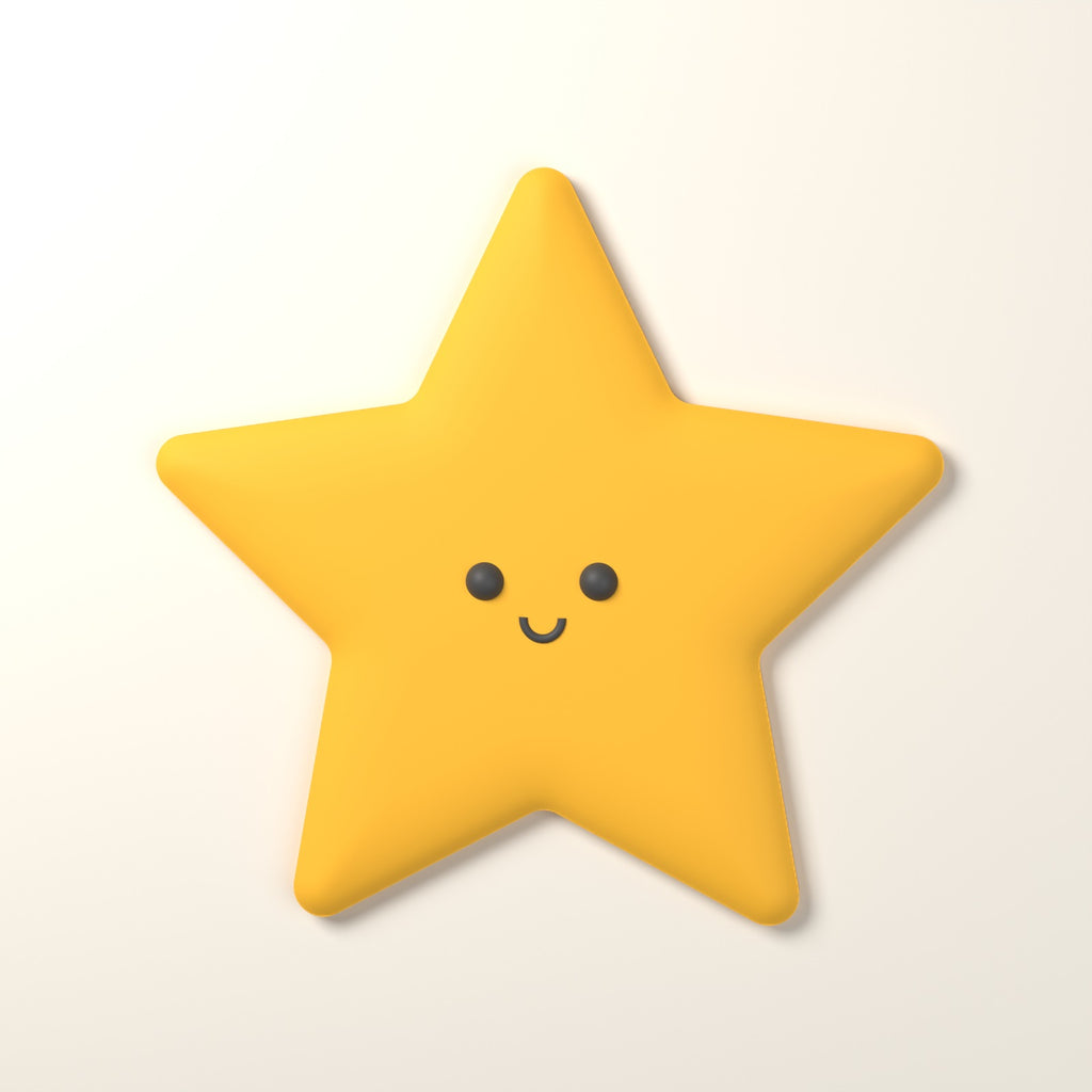 Placa de parede estrela amarela com sorriso LOWPOLI