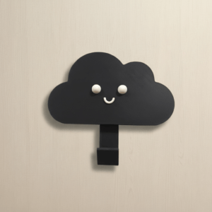 Black Cloud Smile Hook | Dark Decor | Modern Wall Hook | PLA